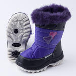 Girl's Fleece Lined Hearts Snow Boots (Purple)